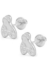 convenient teeny-tiny ballet shoe silver earrings for babies and kids